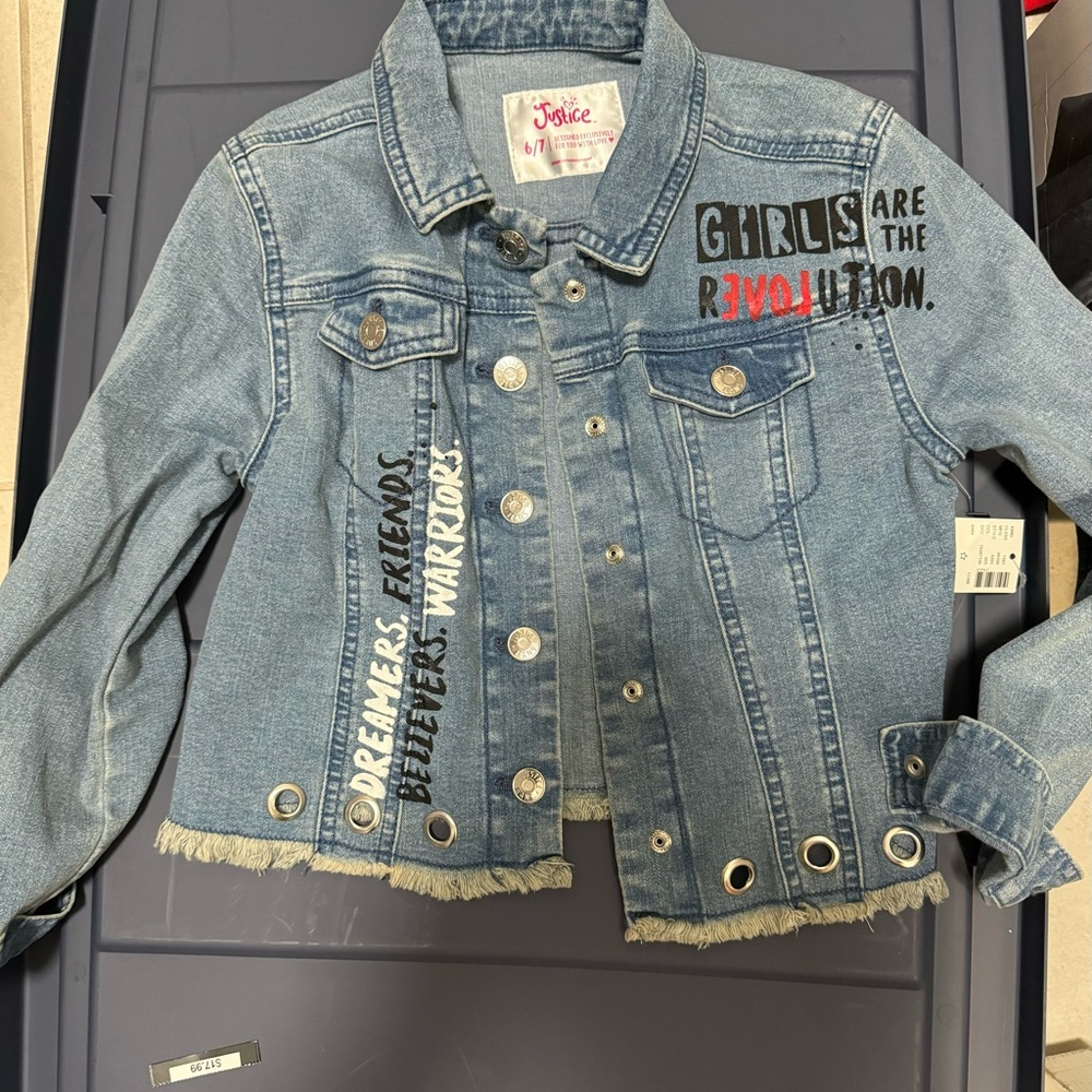 NWT Girls Justice Denim Jacket size 6/7